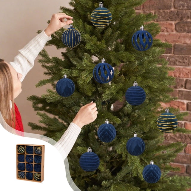 Christmas Decorations 12 Piece Flocked Christmas Balls Christmas Decoration SetMultiple Styles Of Christmas Tree Decorations Can Also Be Used For Other Party