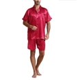 thumbnail image 1 of FhsagQ Pajamas Mens Pajamas Sleepwear Pack Super Fit Mens Solid Color Smooth Home Suit Two Piece Set Men's Pajamas with Support Mens Pajamas Sleepwear Long Leg 9 Red M, 1 of 4