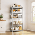thumbnail image 2 of Fullfurnique 59″ Height 5 Tier Metal Boltless Storage Shelf with Anti-Skid Rubber Pads, Light Gray, 2 of 8