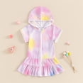 thumbnail image 4 of Hiiyo Robe de Plage à Capuche Zippée Couleur Arc-en-Ciel pour Petites Filles avec Manches Courtes, 4 of 8