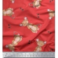 thumbnail image 1 of Soimoi Orange polyester Crepe Fabric Footprints & Mouse Kids Decor Fabric Printed Yard 52 Inch Wide, 1 of 5
