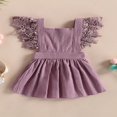 thumbnail image 2 of Toddler Kids Girls Princess Dress Solid Color Lace Fly Sleeve Dress, 2 of 8