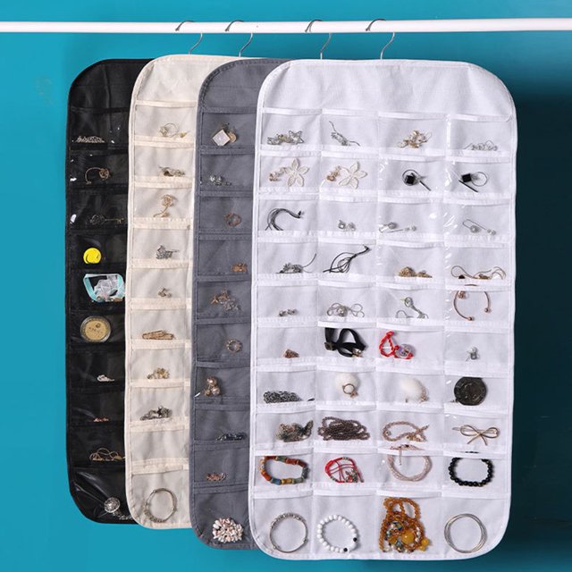 80 Pockets Hanging Jewelry Organizer Space Saving Hanging Organizer for Small Items Organization