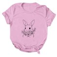 thumbnail image 3 of LUOGENLI T-shirts pour Femmes T-shirts Décontractés de Pâques Mignons Lapin et Fleur Imprimé Col Rond Manches Courtes T-shirts Amples Blouse Hauts T-shirts Graphiques de la Saint-Valentin TG, 3 of 5