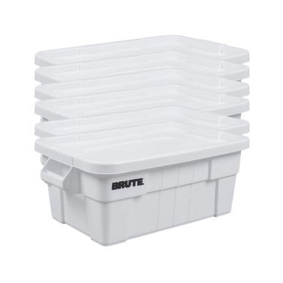 Rubbermaid BRUTE 14 Gallon White NSF Tote with Lid (6-Pack) - Durable and Versatile Storage Solution