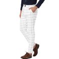 thumbnail image 4 of INSPIRE CHIC Men's Plaid Slim Fit Flat Front Dress Pants with Pockets 32 White, 4 of 7