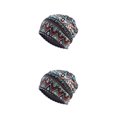 thumbnail image 1 of Maytalsory Bonnet Hijab Ethnique Imprimé Floral Turban Coloré Réglable Protection des Oreilles Accessoires de Style Bonnet Losange Bleu 2Set, 1 of 6