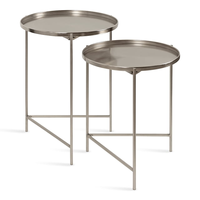 Kate and Laurel Ulani Modern Nesting Side Table, Set of 2, Silver, Sophisticated End Tables for Storage and Display