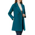 thumbnail image 4 of Allegra K Manteau Mi-Long à Manches Longues Raglan à Revers Croisé pour Femme G Bleu Lac, 4 of 7