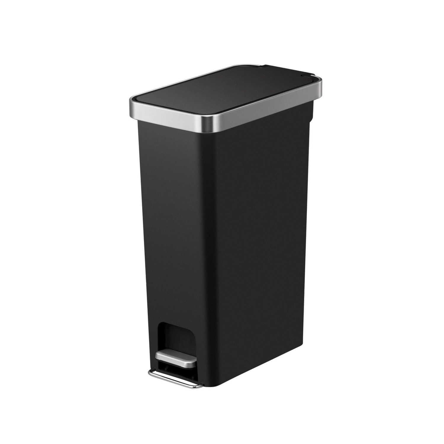Hometrends 40 Litre Slim Vertical Kitchen Step Trash Can, Black