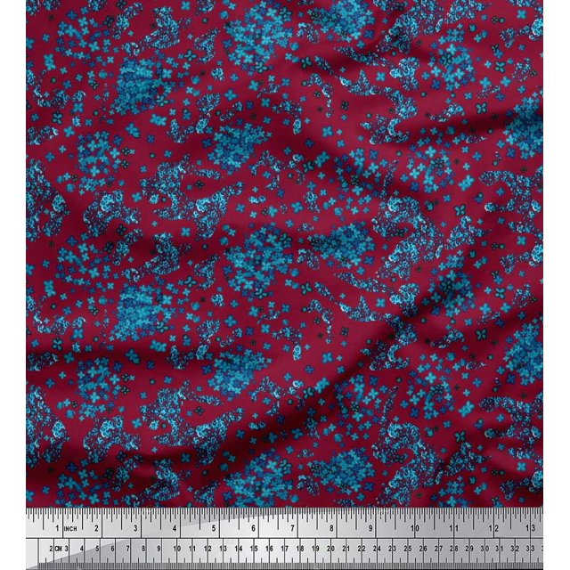 Soimoi Rayon Fabric Floral & Leopard Animal Skin Decor Fabric Printed Yard 42 Inch Wide