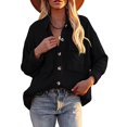 thumbnail image 2 of Womens Color Pocket Corduroy Jacket Long Sleeve Button Down Shirt Collared Jacket, 2 of 6
