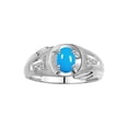 thumbnail image 1 of RYLOS Men's Rings Sterling Silver Rings Classic Designer Style 8X6MM Oval Gemstone & Diamond Ring Turquoise December Birthstone Rings For Men Size 13, 1 of 7