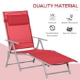 thumbnail image 4 of Outsunny Chaise Longue Pliante Portable d'Extérieur en Acier - Fauteuil Inclinable Réglable, Rouge, 4 of 9