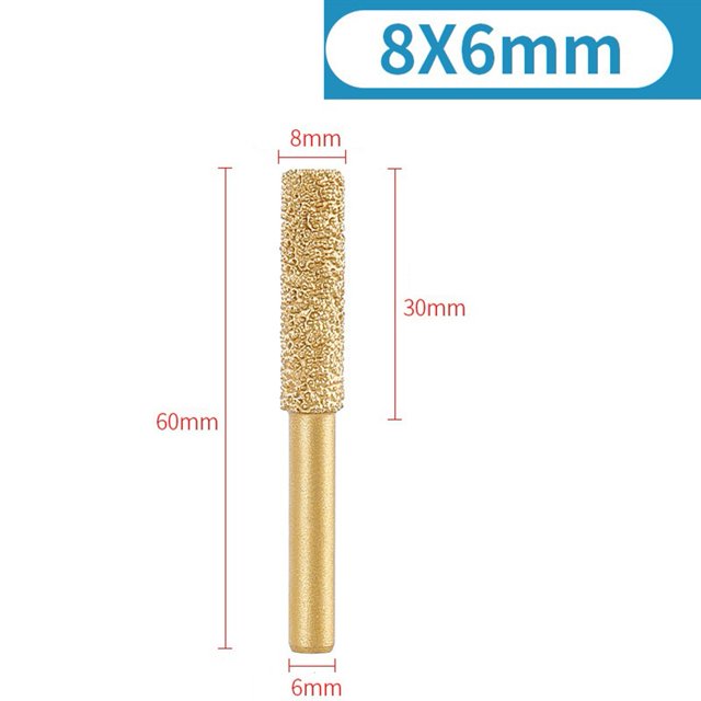 MYG 6mm Shank Vacuum Brazed Diamond Burr Head Grinding Rotary File For Stone Steel