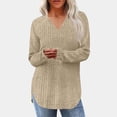 thumbnail image 2 of BLVB Womens Soft Long Sleeve V Neck Shirts Solid Color Casual Ribbed Knitted Pullover Tunic Tops Lightweight Curvy Sweaters, 2 of 7
