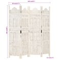 thumbnail image 4 of vidaXL Hand carved 4-Panel Room Divider White 160x165 cm Solid Mango Wood, 4 of 5