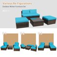 thumbnail image 3 of Patiojoy Ensemble de Canapé d'Extérieur en Rotin Osier 5 Pcs Chaise Longue avec Coussins Turquoise, 3 of 9