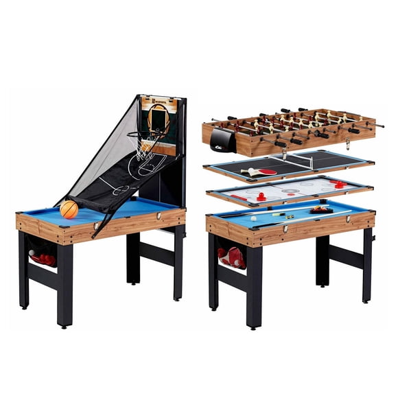 48 in. Combo Game Table, Billiards, Slide Hockey, Foosball, Table Tennis, Basketball, Multi Game Table by MD Sports