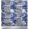 thumbnail image 1 of Soimoi Japan Crepe Satin Fabric Check & Texture Decor Fabric Printed Yard 42 Inch Wide, 1 of 1
