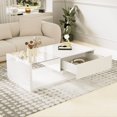 thumbnail image 1 of 41.5 in Coffee Table with Glass and LED Effect High-Gloss White  Side Tables, 1 of 10