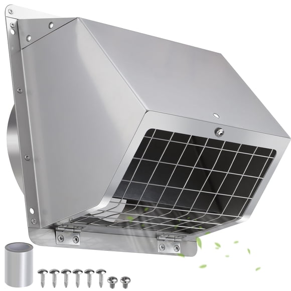 6 Inch Wall Vent Cover Dryer Vent Cover Outside,304 Stainless Steel Exhaust Vent Cover Cap with Screen and Damper,External Extractor Exterior Wall Vent Hood Air Vent for Range Hoo