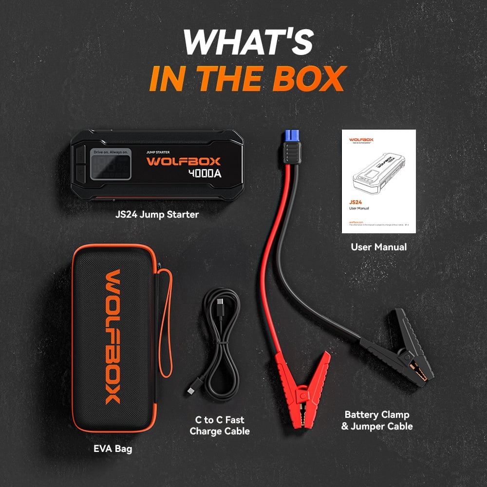 WOLFBOX 4000A Car Jump Starter, Portable Battery Booster Pack with