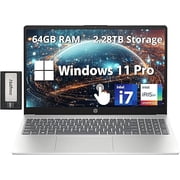 HP 15.6" FHD Touchscreen Laptop, Intel i7-1255U, 64GB RAM, 2.28TB Storage (2TB SSD+288GB Docking Station Set), Intel Iris Xe Graphics, Num Pad, HD Webcam, Wi-Fi 6E, Silver, Win 11 Pro