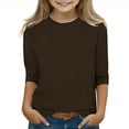 thumbnail image 2 of Plebaso Garçons Filles T-Shirts à Manches 3/4 Col Rond Blouse T-Shirt Basique Hauts Décontractés Unis T-Shirts Légers, 2 of 5