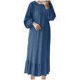 thumbnail image 2 of mtvxesu Robes d'Été pour Femmes, Robe Décontractée Ample à Col Montant avec Poches, Couleur Unie, Mode pour Femmes, Mini Robes, 2 of 6