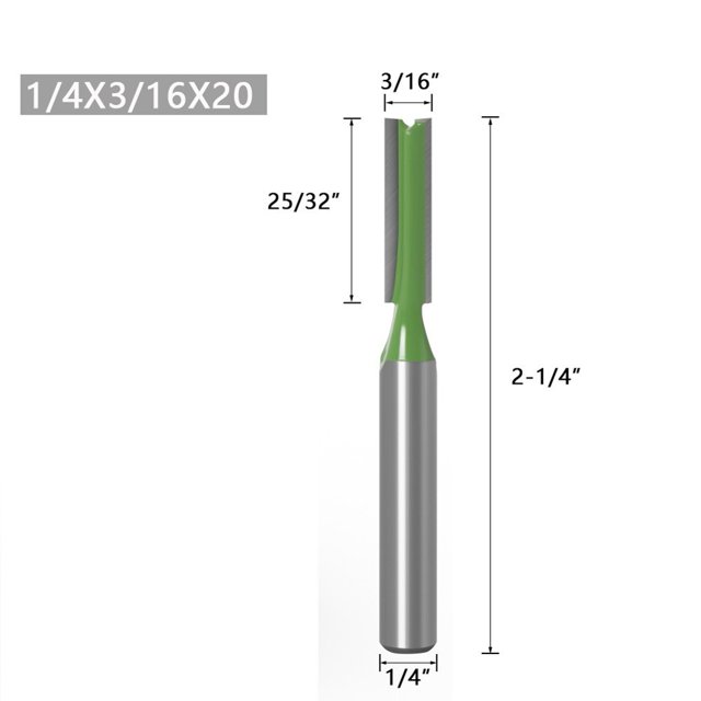 1-7pc 1/4" Shank Single Double Flute Straight Router Bit Milling Cutter for Wood