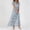 Light Blue, variant on Trendy Women's Casual Dress Swing Style Chiffon Floral Ruffle Short Sleeve V Neck Waist Flowy Fashionable Dresses for Everyday Wear
