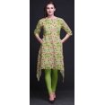thumbnail image 3 of Bimba Green Ranunculus With Bunch Floral Printed Tops For Women Asymmetric Kurti Summer Dress For Girls Large, 3 of 6