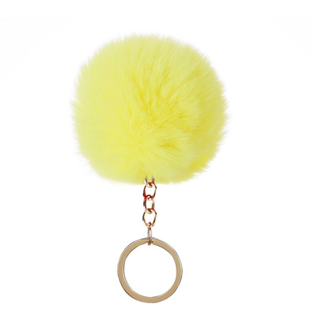 Fuzzy Ball Keychain Supple Comfortable Lovely Key Rings Adorable Practical Key Chains Women for Children Adults Elderly Students Yellow 4cm