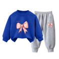 thumbnail image 2 of Pisexur Ensemble 2 Pcs pour Bébé Filles Garçons Automne Hiver Mode Décontractée Polaire Manches Longues Col Rond Chandails en Molleton et Pantalons Vêtements de Détente Imprimé Mignon Ensemble de Survêtement pour Enfants 3-8 Ans, 2 of 4