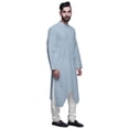 thumbnail image 3 of Atasi Solid Button Down Kurta For Boys Asymmetric Long Sleeve Kurta For Men, 3 of 4