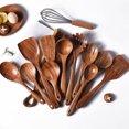 thumbnail image 3 of Baohd Brown Beautiful Texture Wooden Kitchen Utensils Home Cooks Wooden Spoons For Cooking Choose Wood Soup Ladle 1Set, 3 of 6