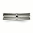 thumbnail image 3 of Titanium Polished Grooved Comfort Back CZ Ring Size 9, 3 of 7