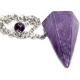 thumbnail image 1 of Angelstones Natural Gemstone Crystal Amethyst Hexagonal Pointed Reiki Chakra Pendant Pendulum, 1 of 2