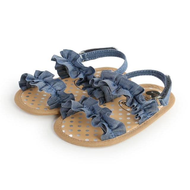 Baby Girls Summer Sandals Anti-Slip Soft Sole Ruffle Flat Shoes