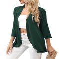 thumbnail image 2 of Women‘s Casual Lightweight Open Front Cardigans Soft Draped Ruffles 3/4 Sleeve Cardigan S-XL, 2 of 6