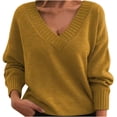 thumbnail image 1 of Timegard Hauts pour Femmes Col en V Profond Manches Longues Ample Confortable Chandail à Enfiler Automne Hiver Décontracté Hauts Chandail, 1 of 3
