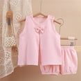 thumbnail image 3 of Kcodviy Baby Girls' Dress Set Baby Rose Outfit Spring and Summer New Matching items Solid Color Double Layer Size Small Girls Clothes Yarn Breathable Comfortable Girl's Baby with Blanket Bow Home Se, 3 of 3
