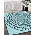 thumbnail image 3 of Ahgly Company Tapis d'Intérieur Ronds Transitionnels Lavables à la Machine, Vert Pierre Aigue-Marine, 5 Pieds Rond, 3 of 7