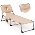 thumbnail image 1 of Topbuy Beach Lounge Chair with 5 Adjustable Positions, Kids, Detachable Pillow and Hand Ropes - Set of 1, Beige, 1 of 9