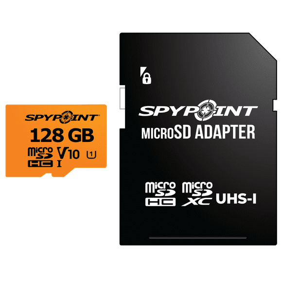 SPYPOINT 128GB Micro SD Memory Card Trail for Cameras | Adapter Media Storage for Trail and Game Cameras Designed | Used in Hunting and Trail Cams