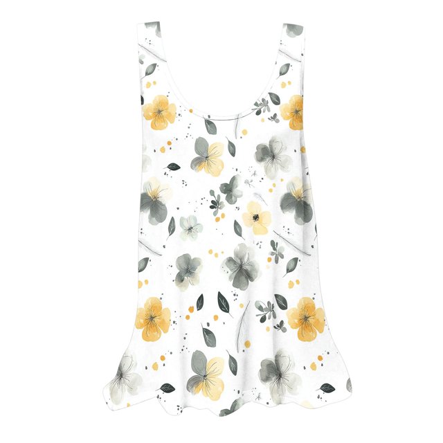 UPPADA Camisoles d'Été pour Femmes Col Rond Coupe Ample T-Shirts Décontractés Mode Sans Manches Vêtements de Plage Ourlet Fluide Chandails à Enfiler Hauts Plage Boho Vêtements Robe à Moins de 10 Dollars pour Femmes Blanc,G