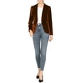 thumbnail image 3 of INSPIRE CHIC Women's Halloween Velvet Blazer Solid Color Shawl Collar One Button Wear-to-Work Suit Jacket Brown L, 3 of 8