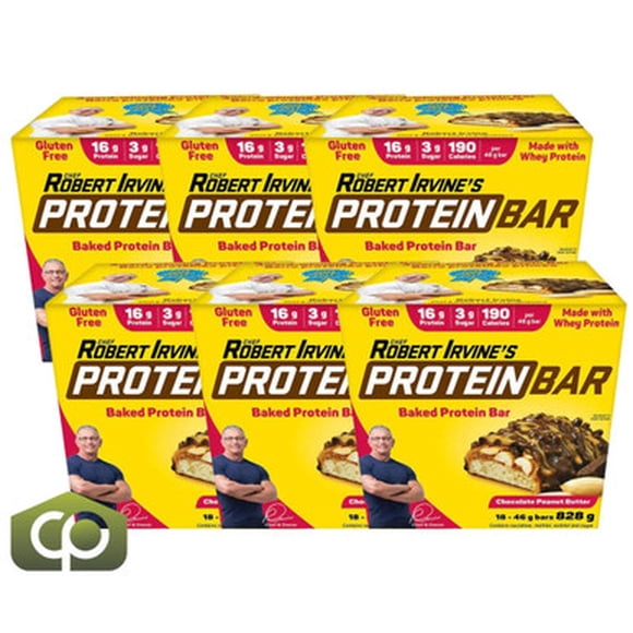 Chef Robert Irvine's Baked Protein Bars, Chocolate Peanut Butter 18 X 46g (6/Case)-TOTAL 108 BARS