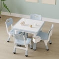 thumbnail image 1 of Kids Table and 4 Chairs Set, Height Adjustable Toddler Table and Chair Set, Graffiti Desktop, Children Multi-Activity Table for Classroom/Daycare/Home, 1 of 8